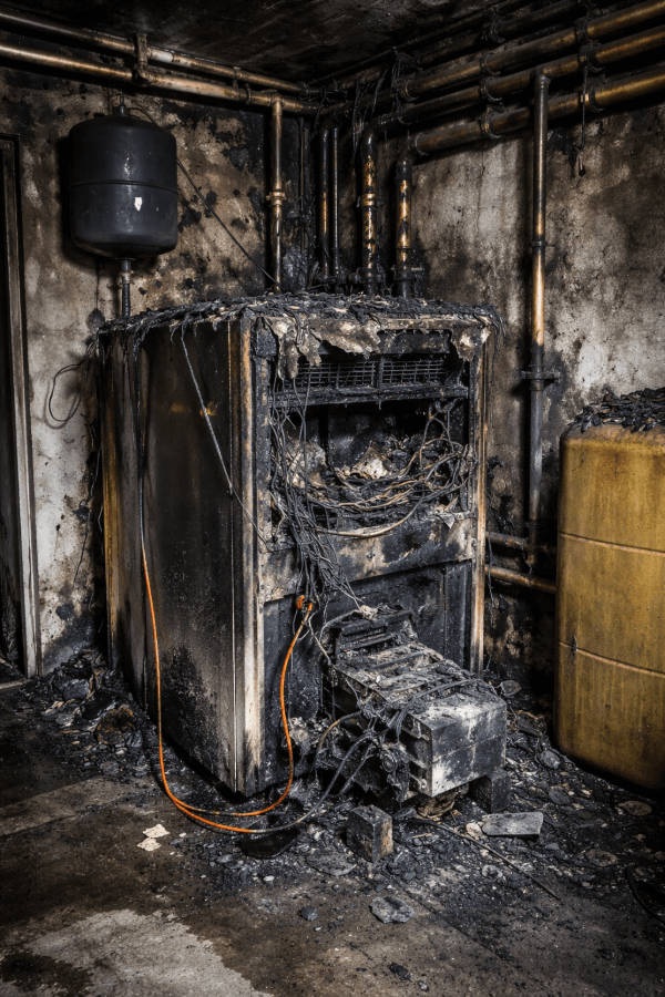 Ausgebrannte Ölheizung (Symbolbild)